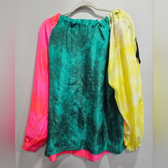 Rachel Comey The Jest Silk Neon Color Block Oversized Top Sz. 2 - Picture 3 of 10
